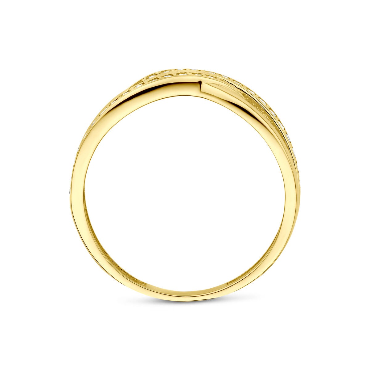 anillo de oro amarillo 9k con circonitas en entorno