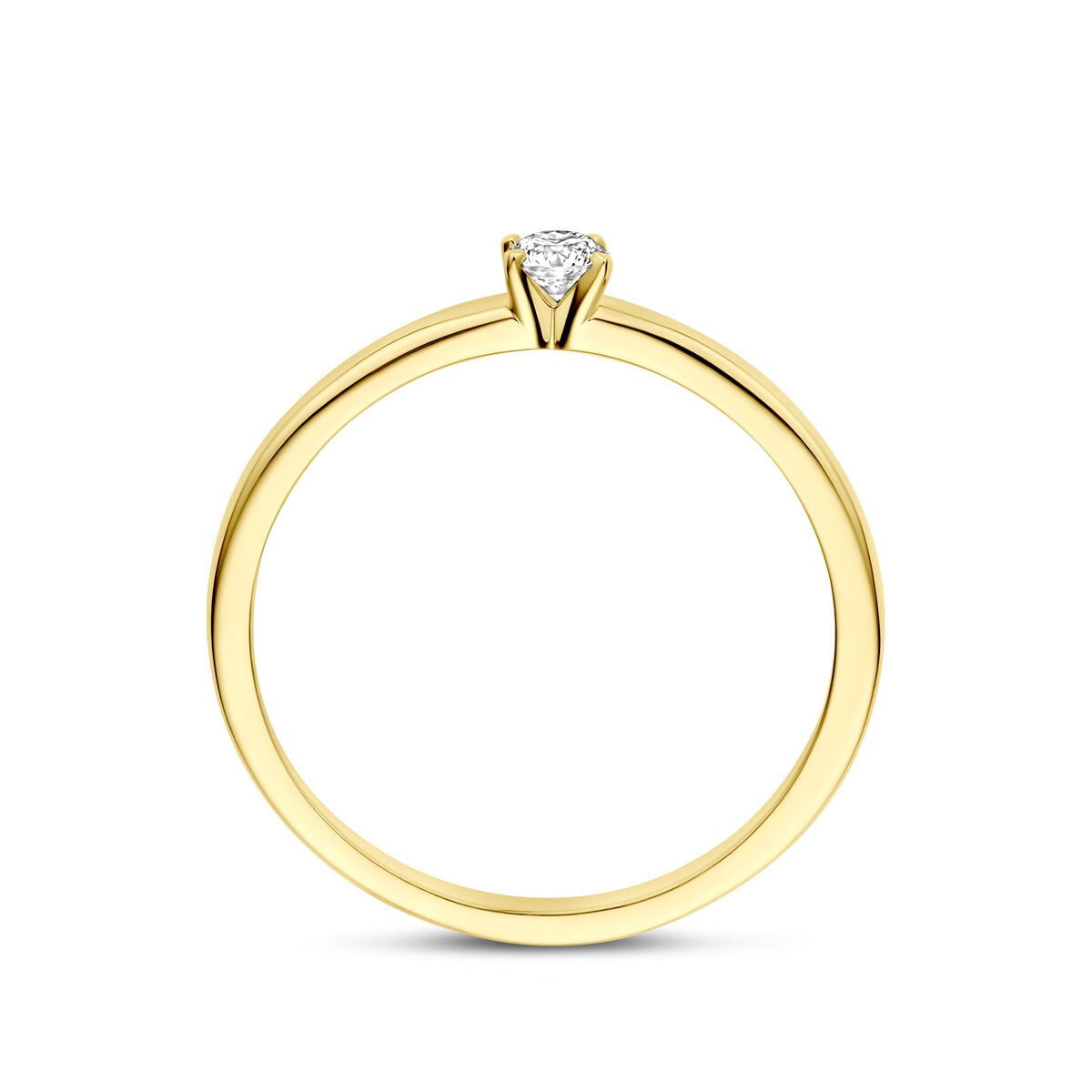 Anillo de oro amarillo de 14k con diamante cultivado en laboratorio de 0.10ct