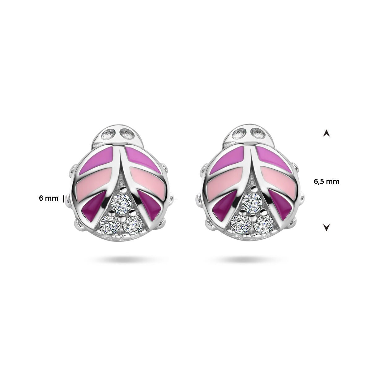 Pendientes de botón de mariquita de plata con circonitas – plata 925 rodiada