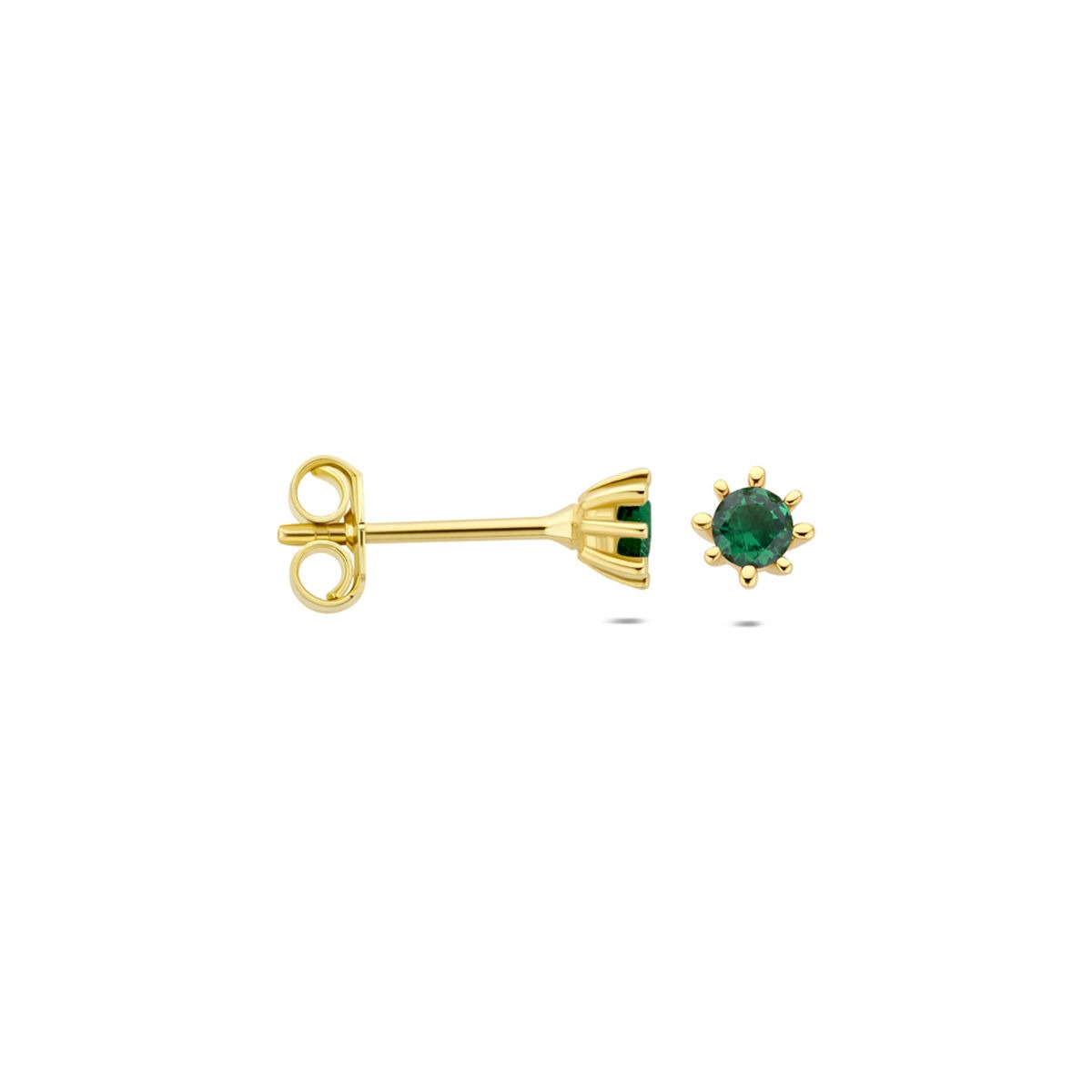 pendientes de botón de oro amarillo de 9k con zirconia verde