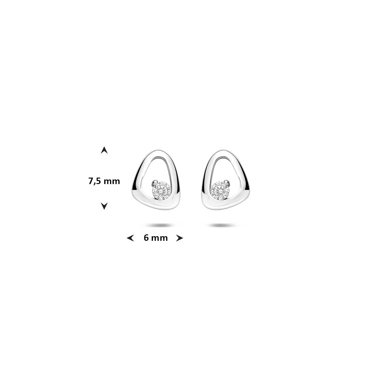 Pendientes de botón de plata con circonitas 925 rodiados – 7,5 mm