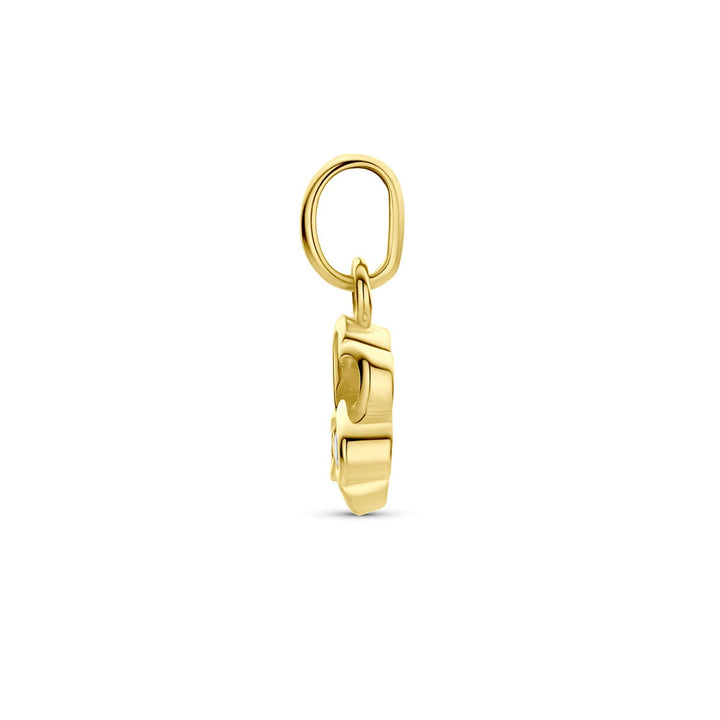 9k Geelgouden klaver hanger met zirkonia