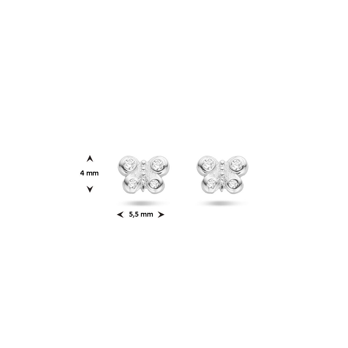 Pendientes de botón de mariposa de plata con circonitas – plata 925 rodiada