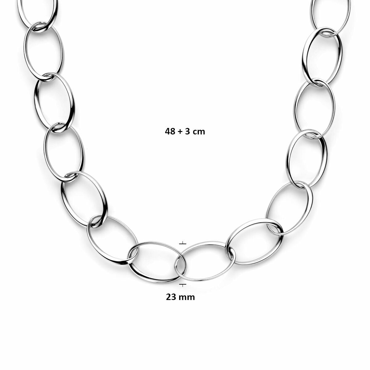 collar 23 mm 48 + 3 cm plata rodiada