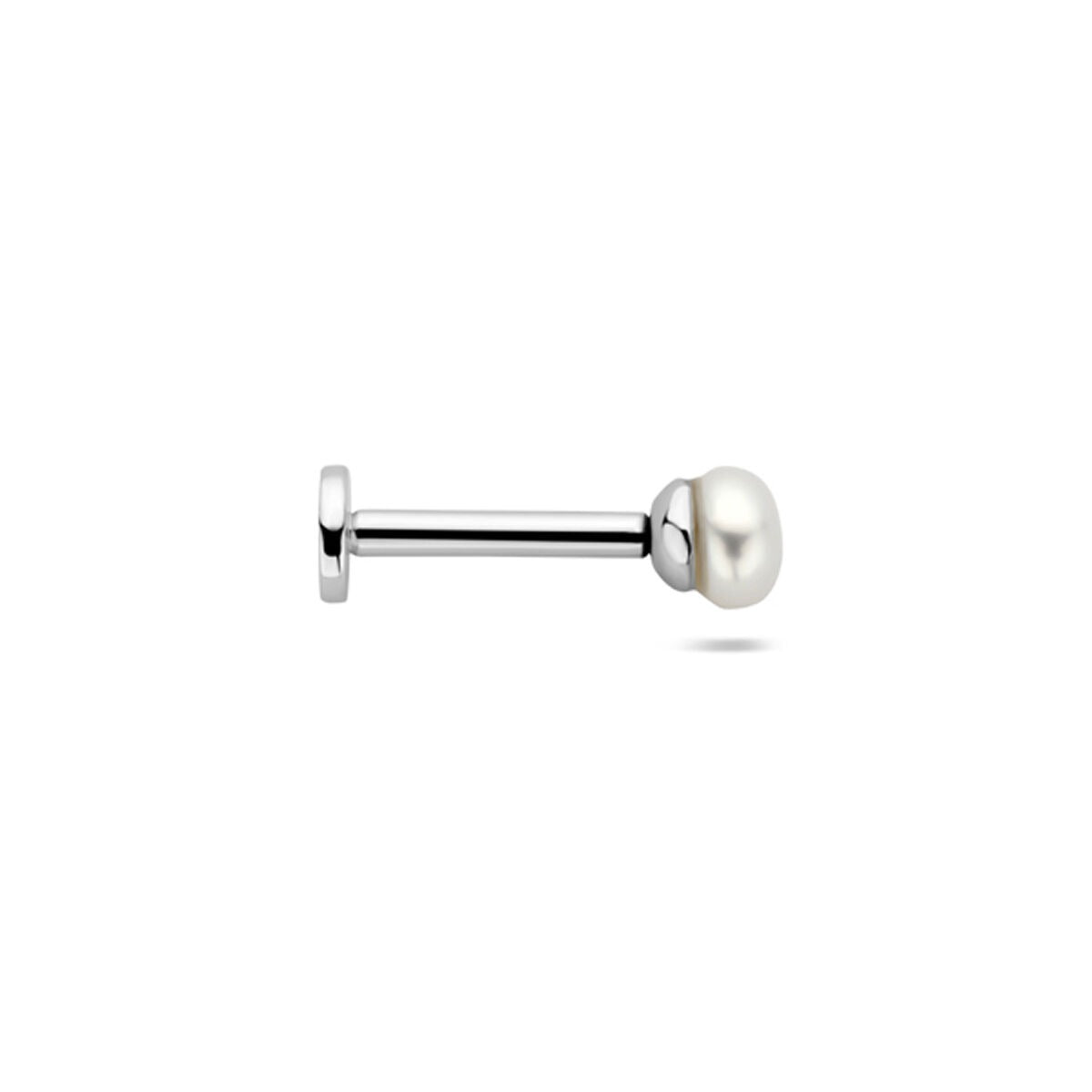 Piercing de plata plana con perla de agua dulce - Rhodium 925 plata