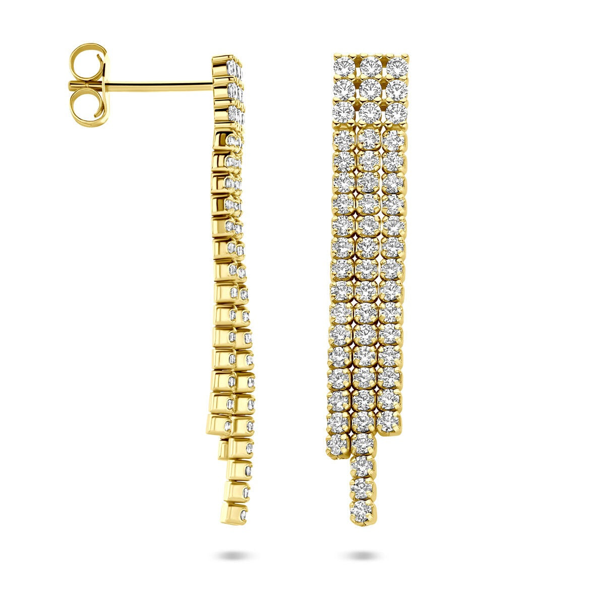 Pendientes chapados en oro con circonitas – engaste de entorno 36 mm