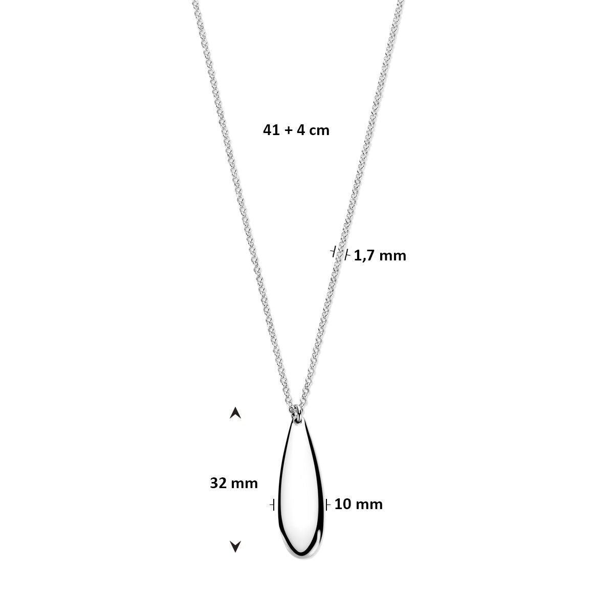 Collar de plata de mujer con colgante en forma de gota – rodiado 925 41 + 4 cm