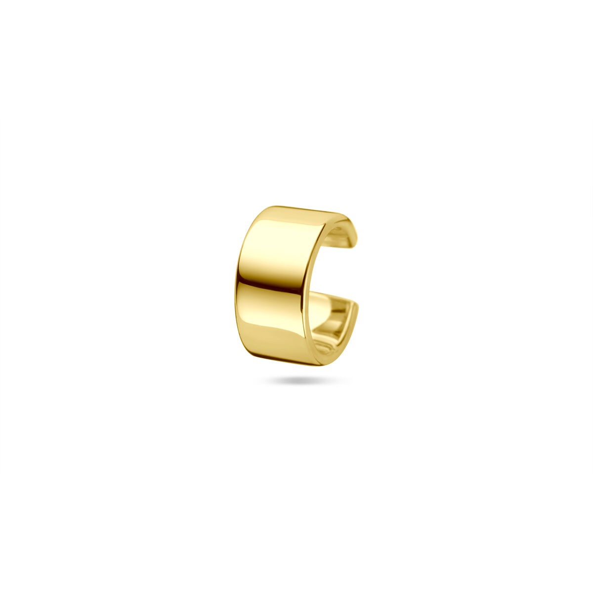 Ear cuff de plata 925 con baño de oro amarillo, de forma rectangular, mide 11x5.5 mm.