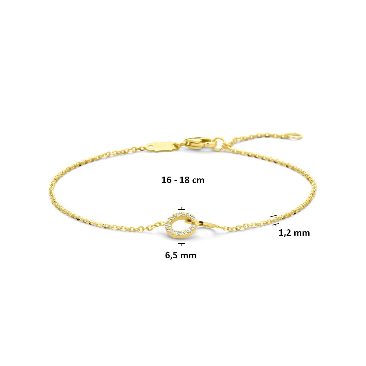 pulsera de mujer en oro amarillo de 14k con circonitas