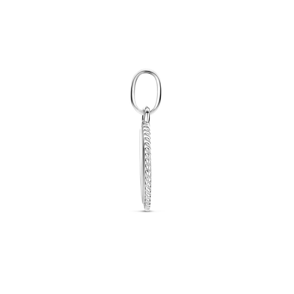 Colgante redondo de plata rodiada grabable – 19.5mm