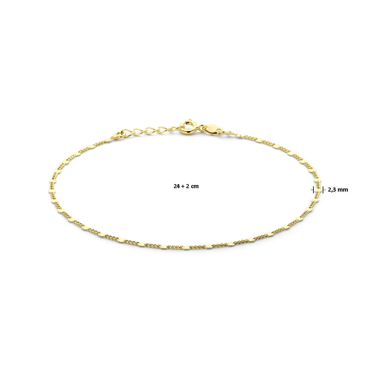Anillo de tobillo de oro sobre plata con finos eslabones
