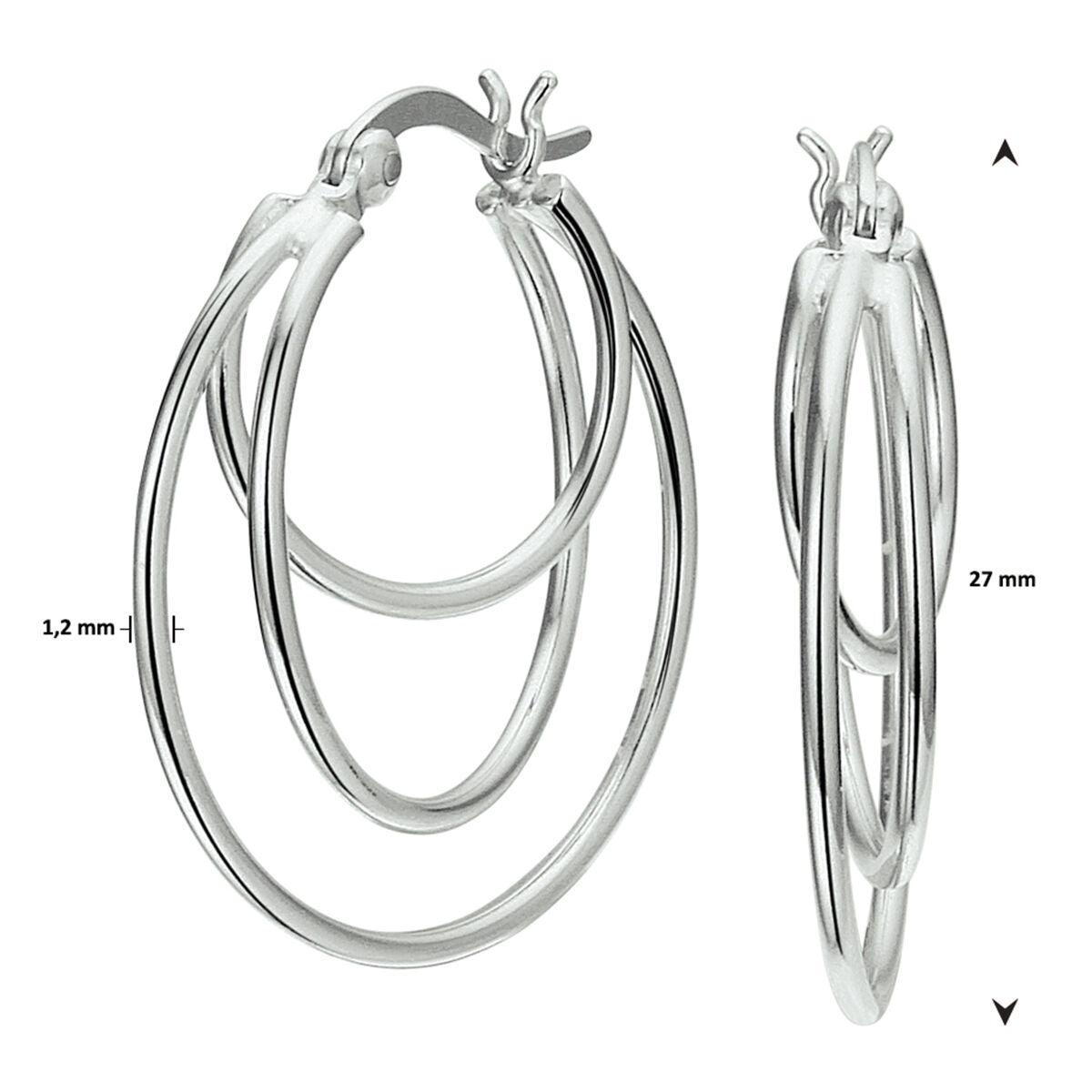 Aros de plata con diseño de tubo – rodiado 925