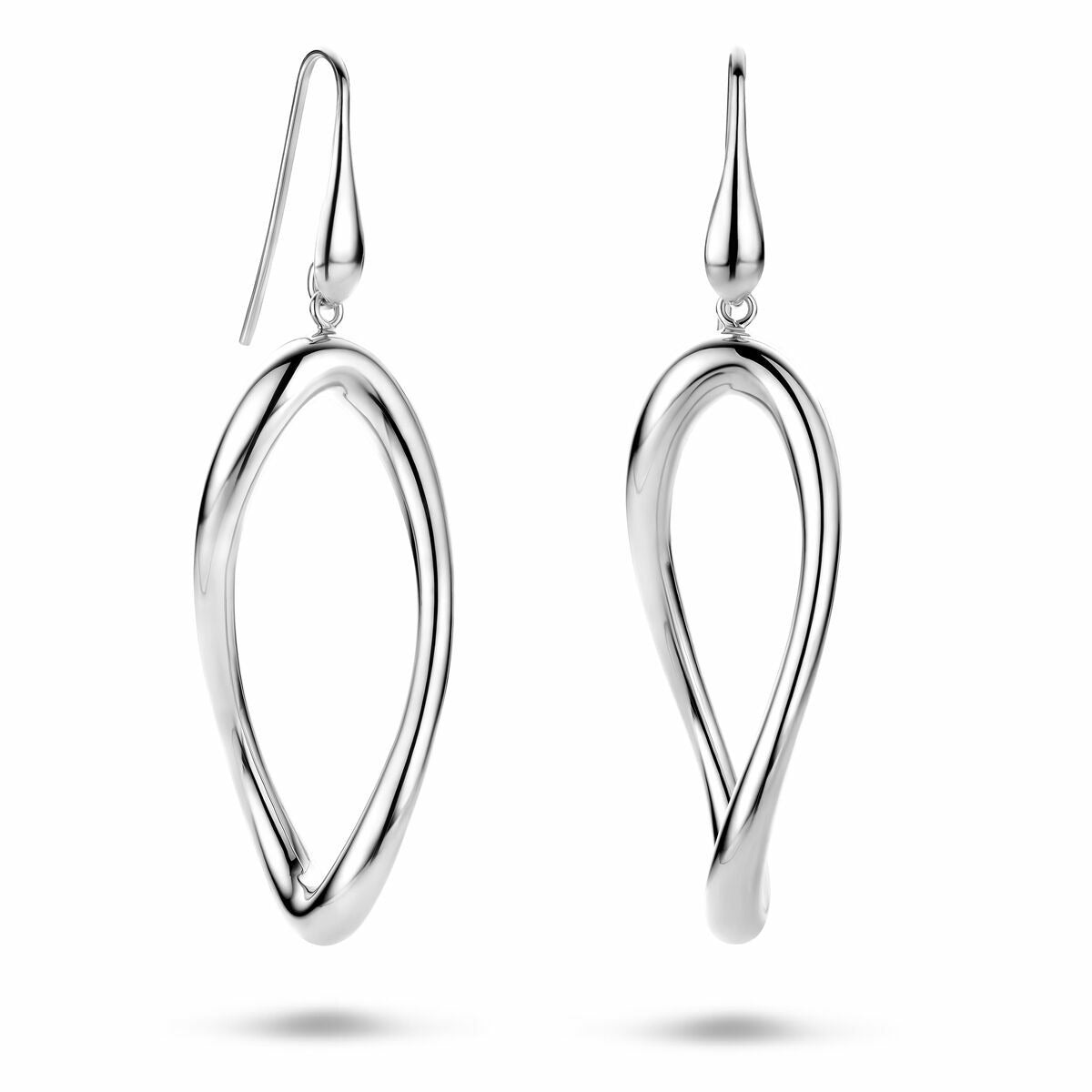 Pendientes de plata rodiados con forma orgánica 65 mm
