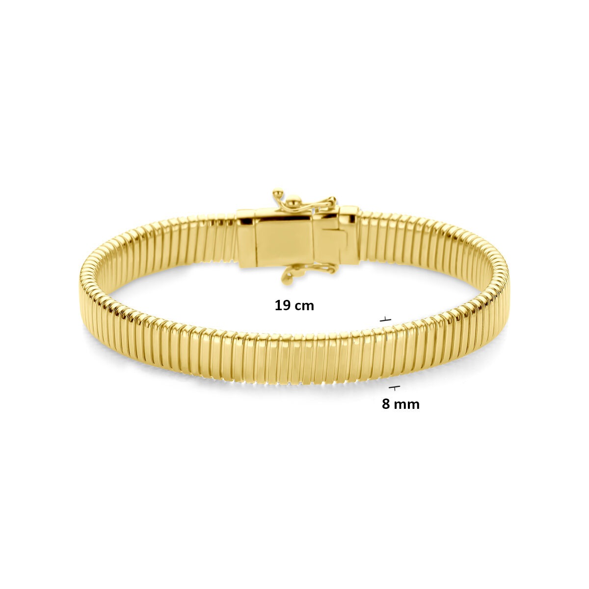 Pulsera de mujer en oro amarillo de 14k con eslabones tubogas