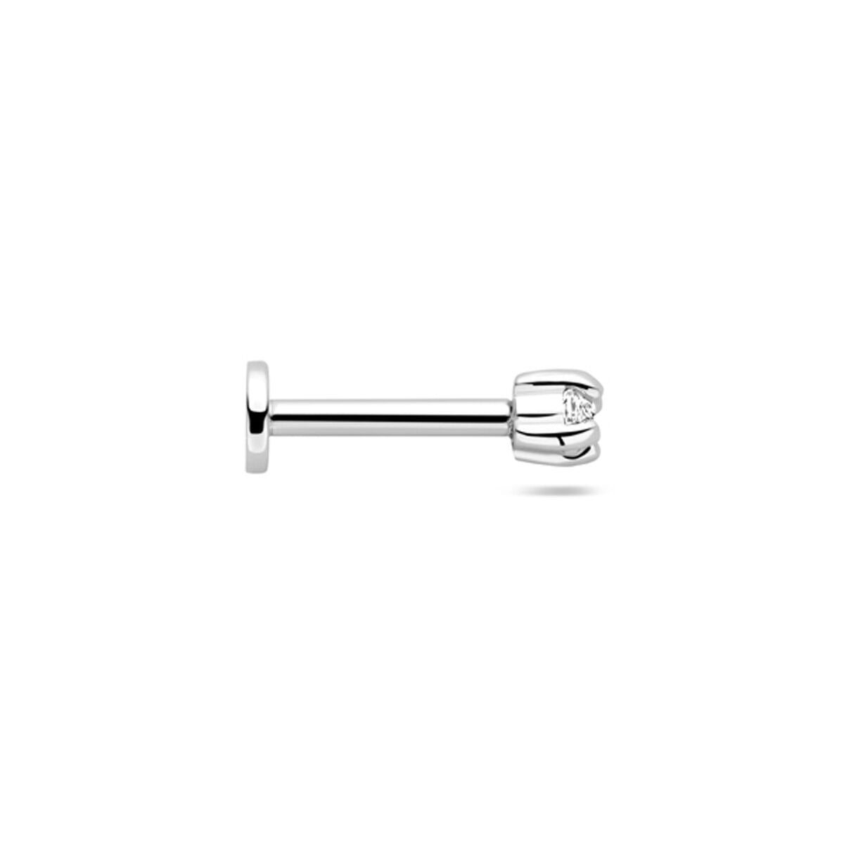 Piercing de plata plana con circonita - Plata 925 rodiada