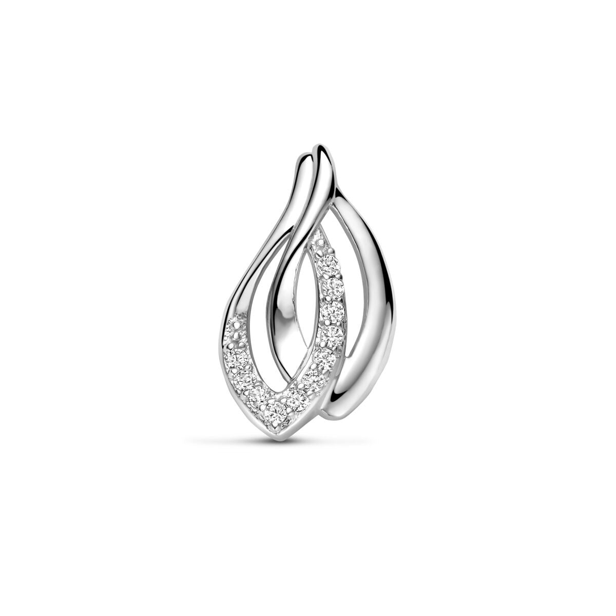 Colgante de plata rodiada con zircóns en forma de gota.