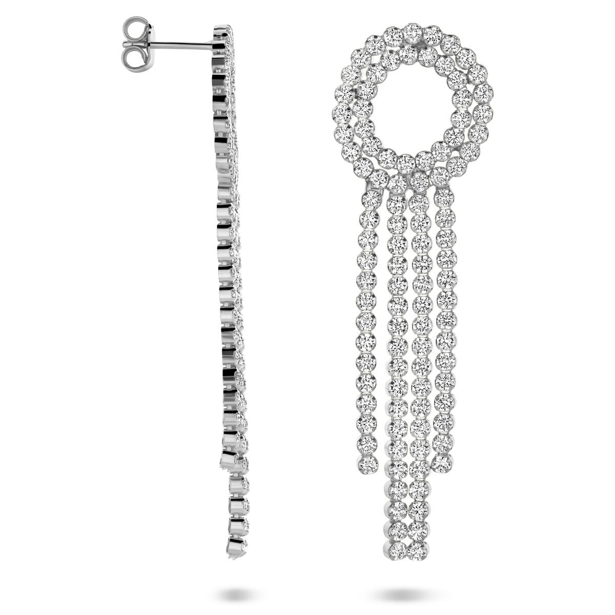 Pendientes de plata rodiada con circonitas – 62 mm