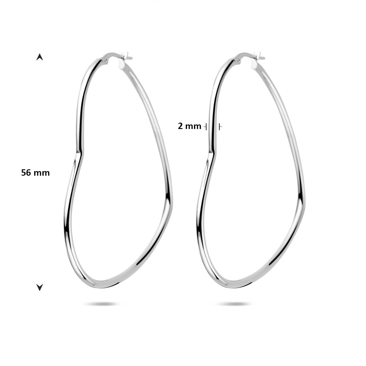Aros de plata en forma de corazón – plata 925 rodiada