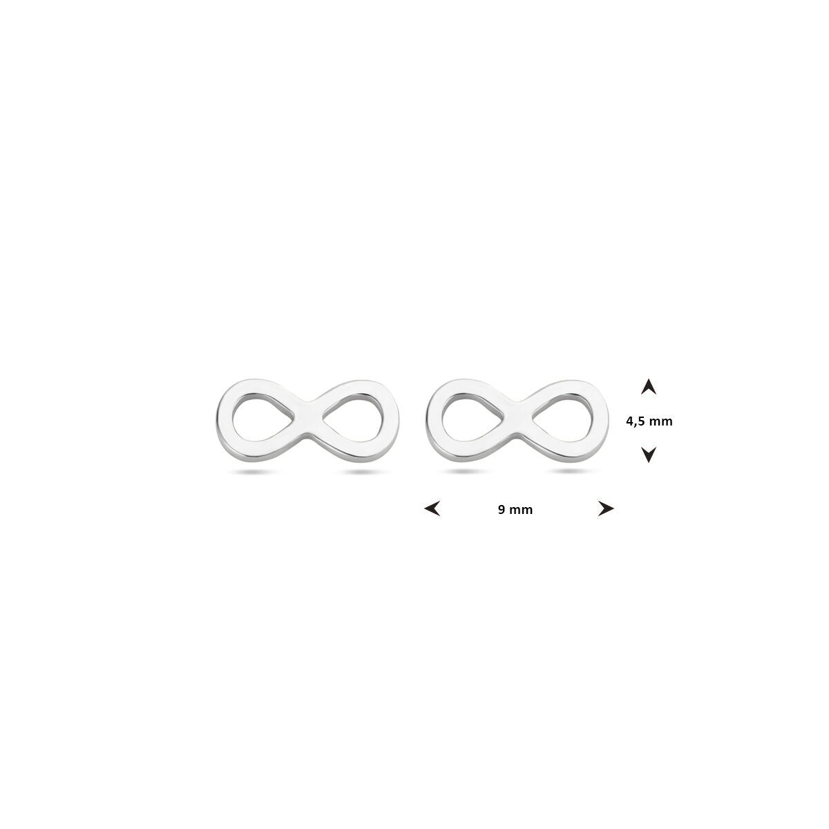 Pendientes de botón de plata con símbolo de infinito – rodiados