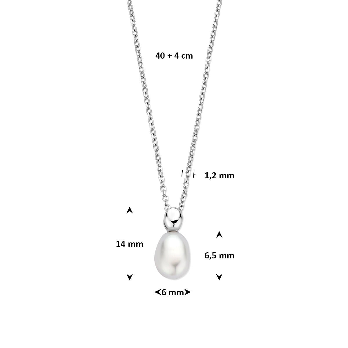 Collar de plata con perla de agua dulce - plata 925 rodiada