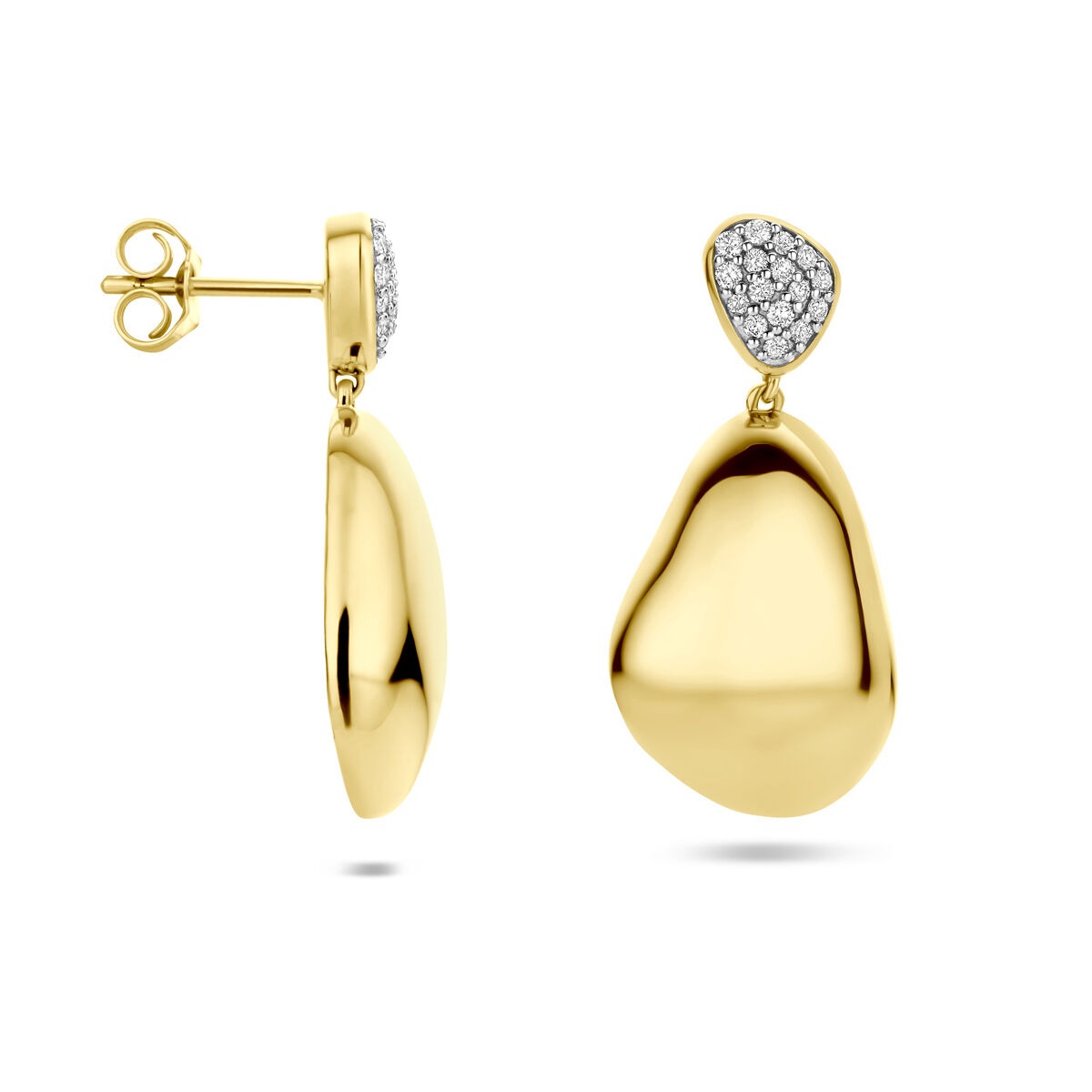 Aros de oro amarillo de 14k con diamante – 0.20ct (2x 0.10ct) h si 27 mm