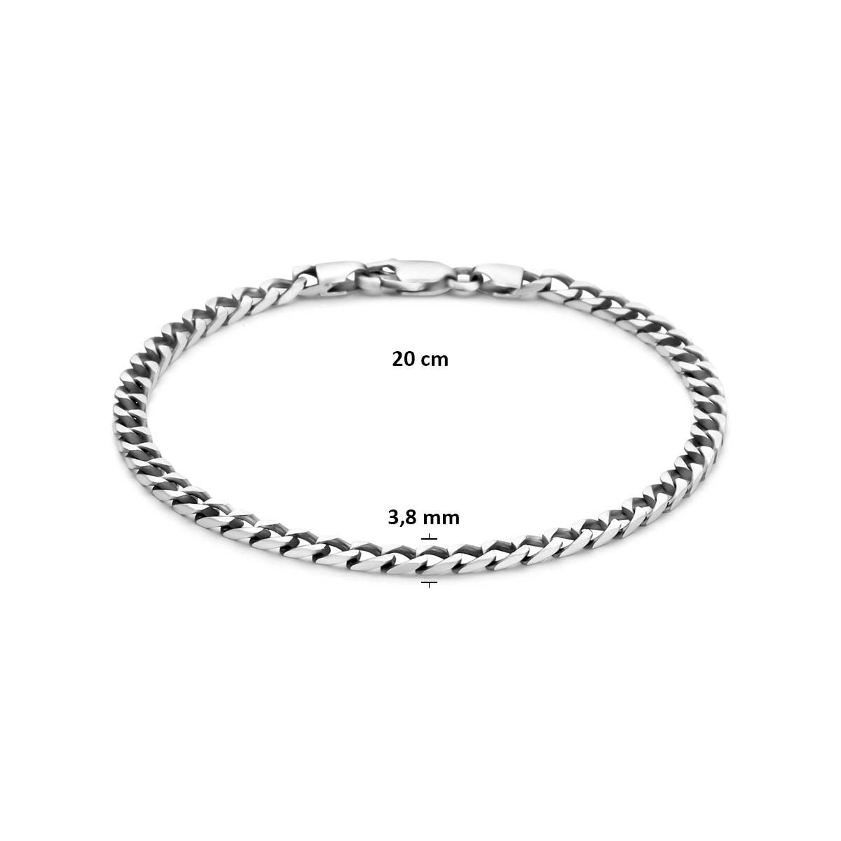 Geoxideerd 925 zilveren herenarmband met gourmetteschakel