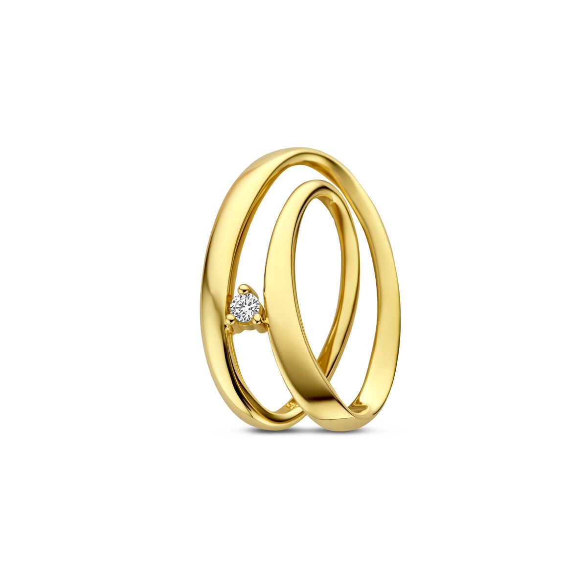 Colgante de oro amarillo de 14k con diamante en forma de corazón.
