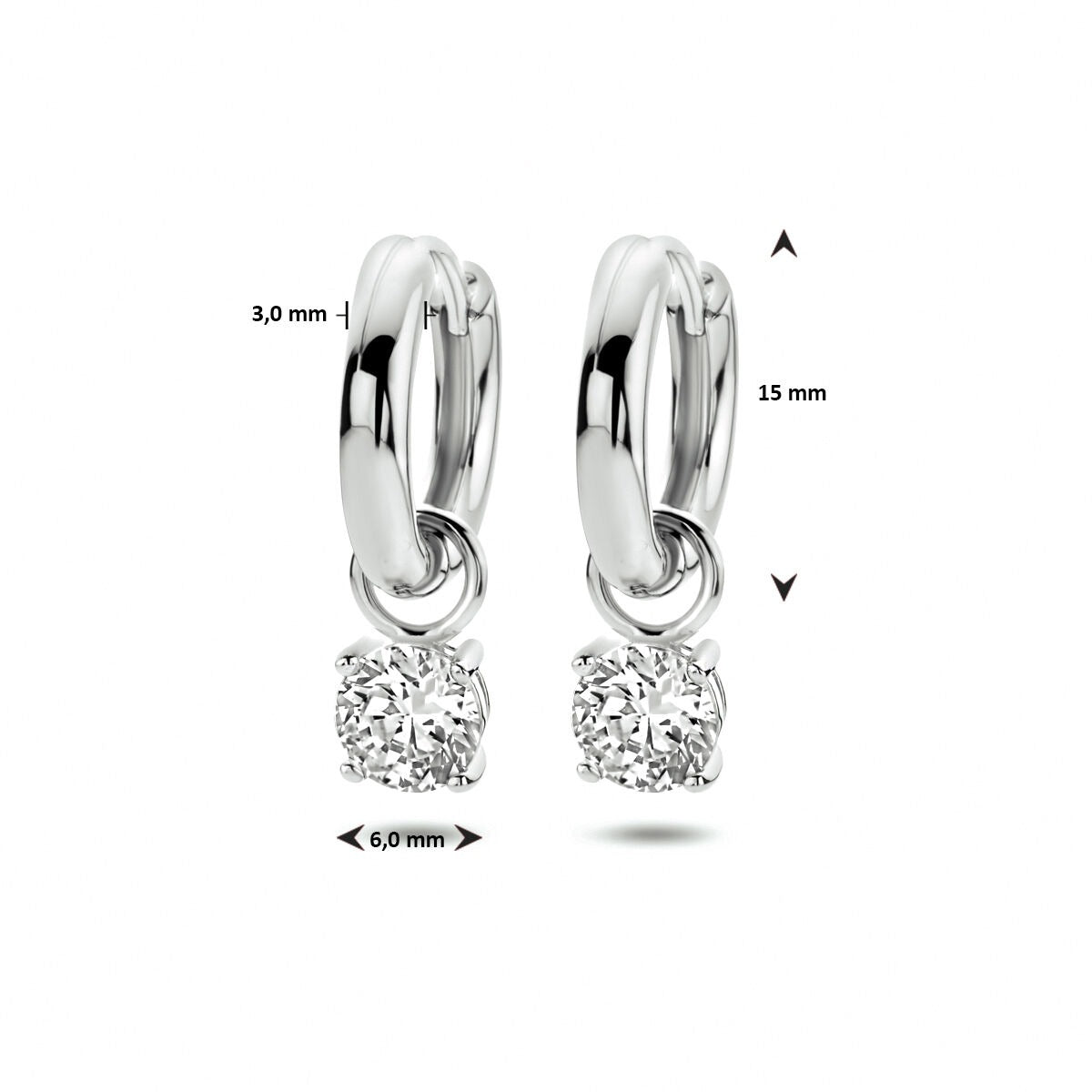 Aros de plata con colgante de circonita – plata 925 rodiada