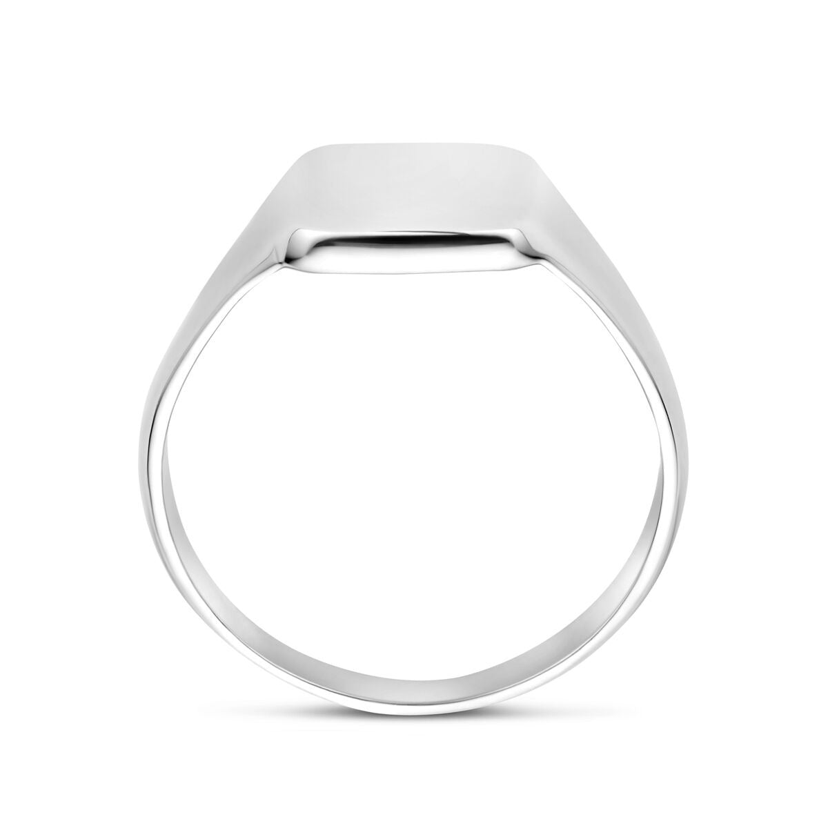 Anillo de sello de plata rodiada cuadrado