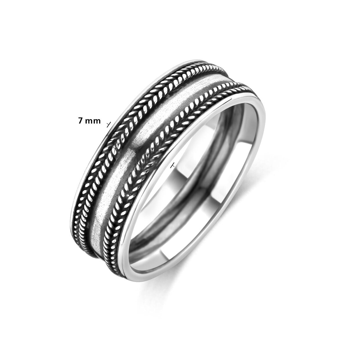 Anillo de hombre de plata oxidada – 7mm de ancho