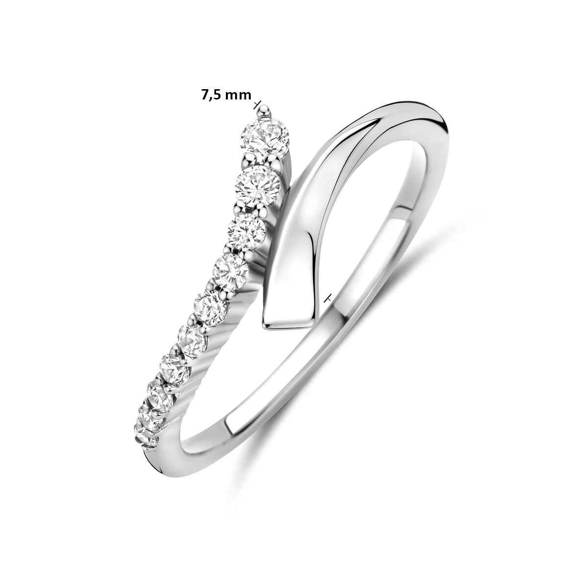 Anillo de plata con circonita – rodiado plata 925 7,5 mm
