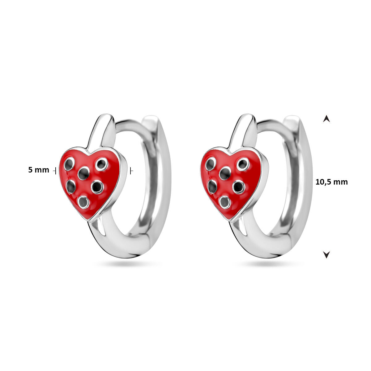 Aros infantiles de plata con corazón de esmalte