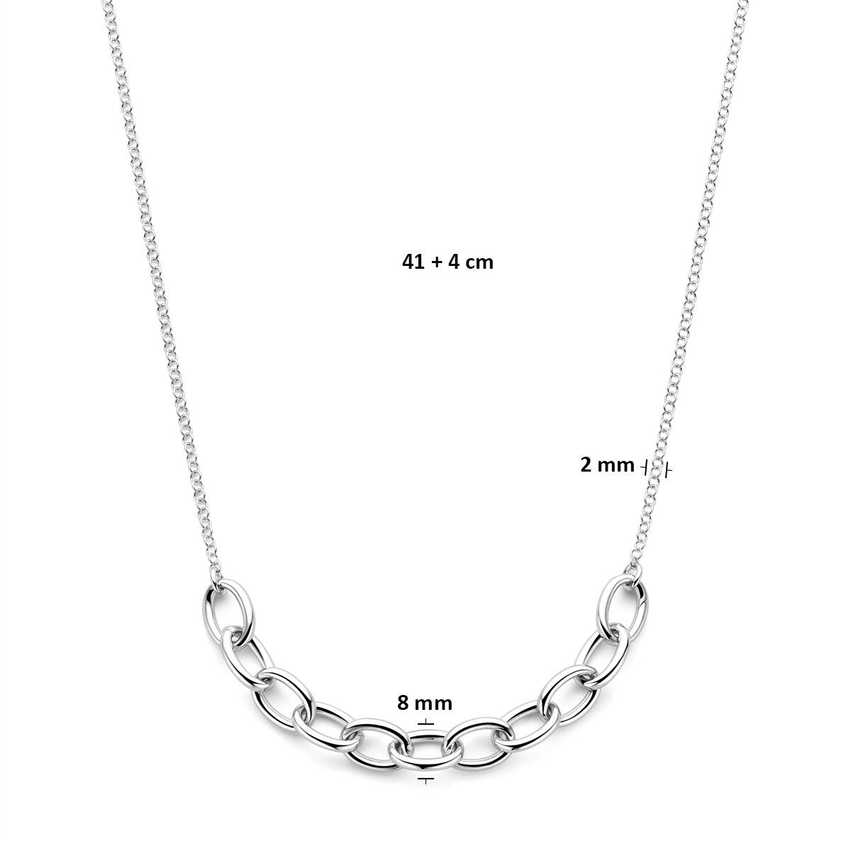 Collar de mujer de plata rodiada con eslabones brillantes