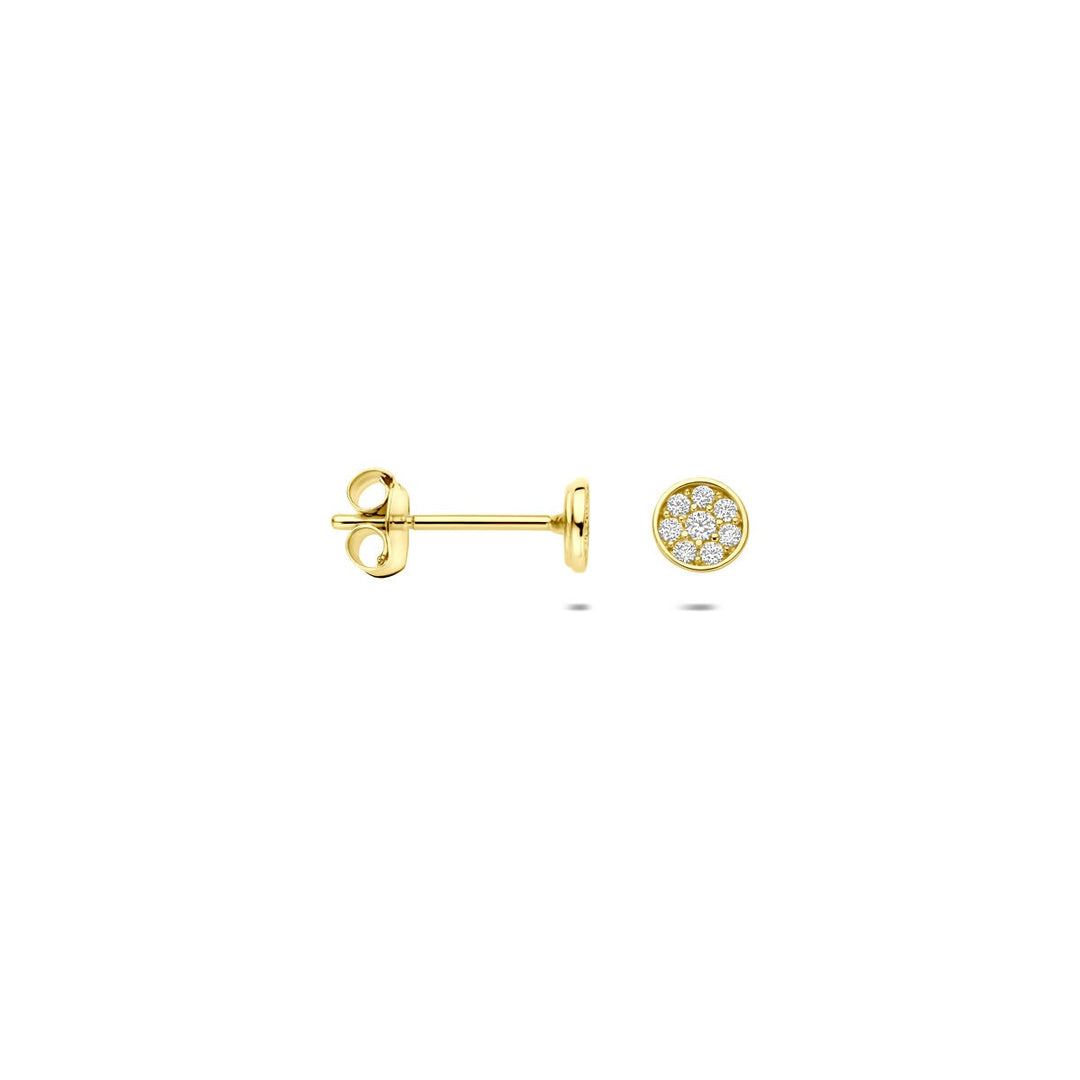 Gouden oorknoppen met zirkonia – 14k, pavé zetting