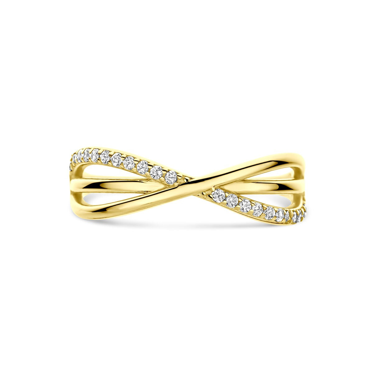 Anillo de mujer en oro amarillo con circonitas – 14k oro amarillo