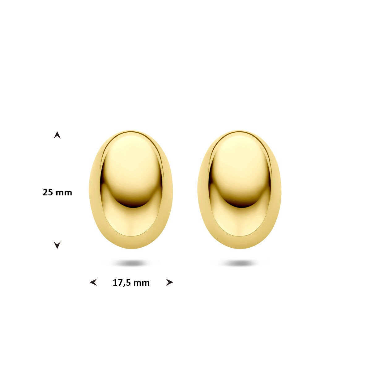 Pendientes de mujer chapado en oro diseño ovalado 25 mm