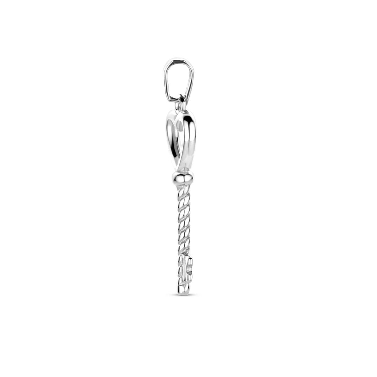 Colgante de corazón y llave de plata 925 rodiada