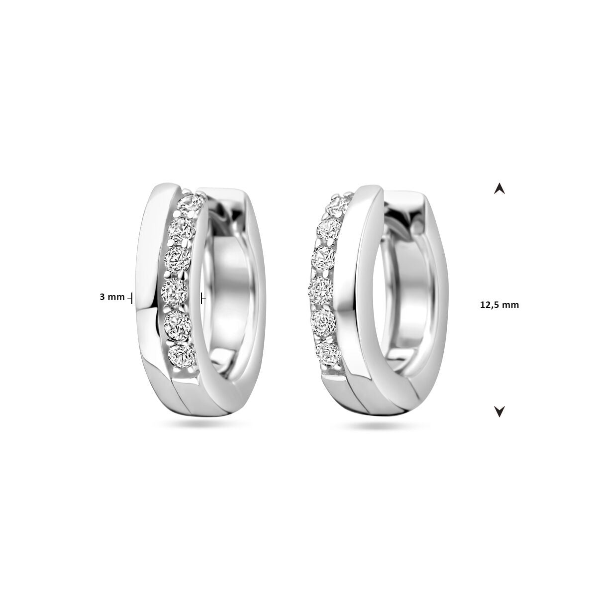 Aros de plata con circonitas – plata 925 rodiada (set)