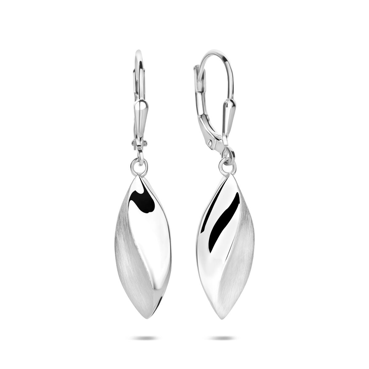 Pendientes de mujer de plata ovalados – pendientes de mujer rodiados con cierre de brisure