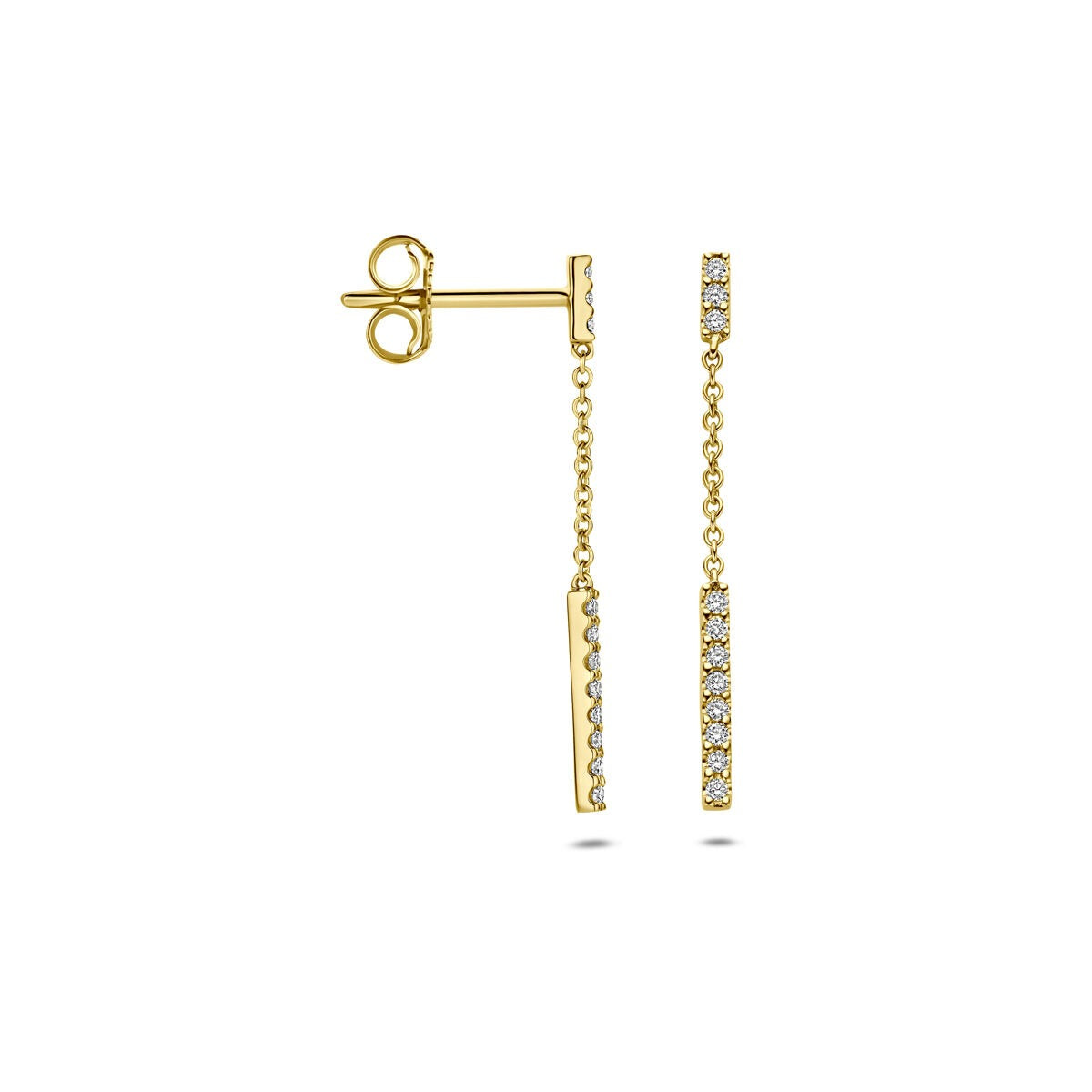 Aros de oro amarillo de 14k con diamante