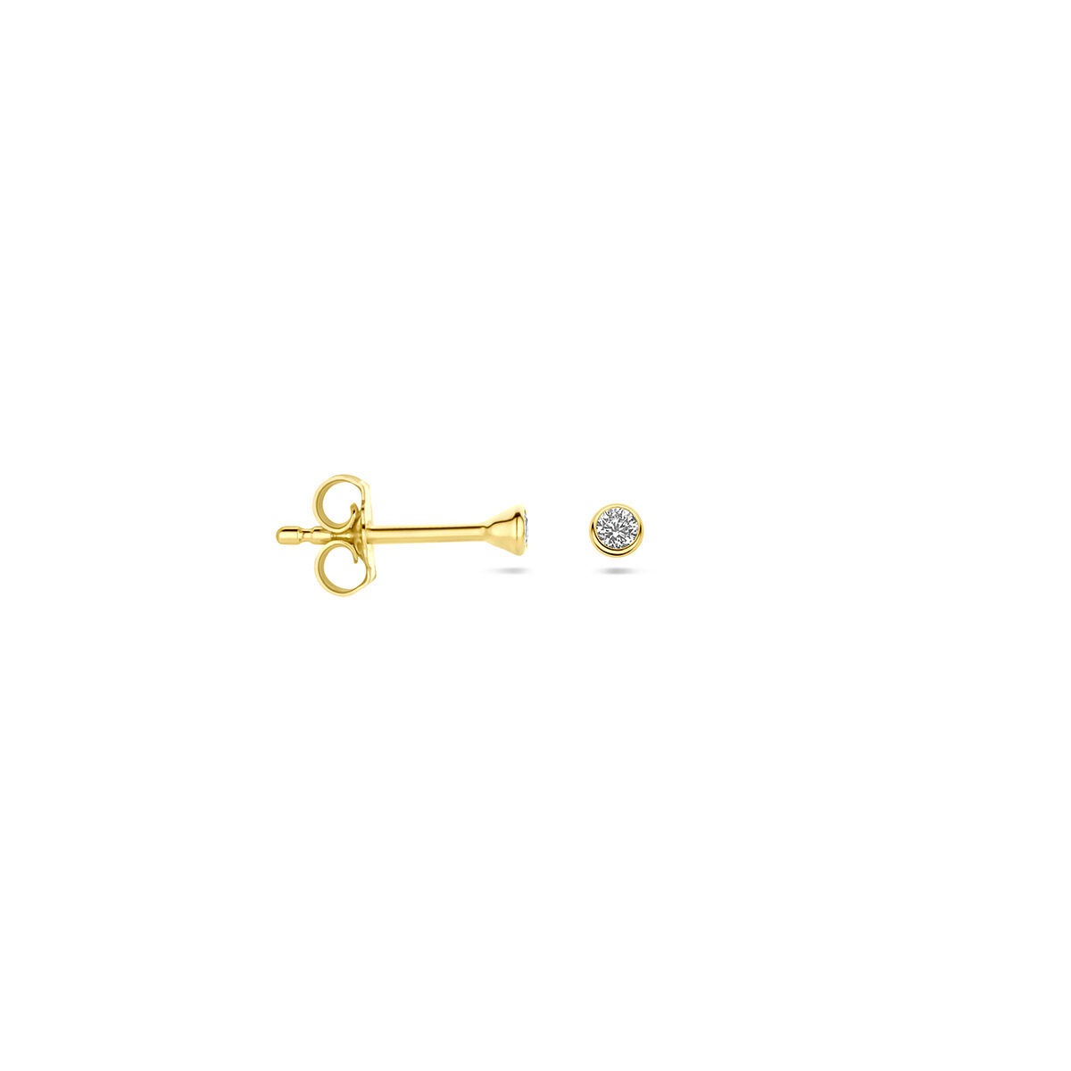 Pendientes de botón de oro amarillo con circonitas