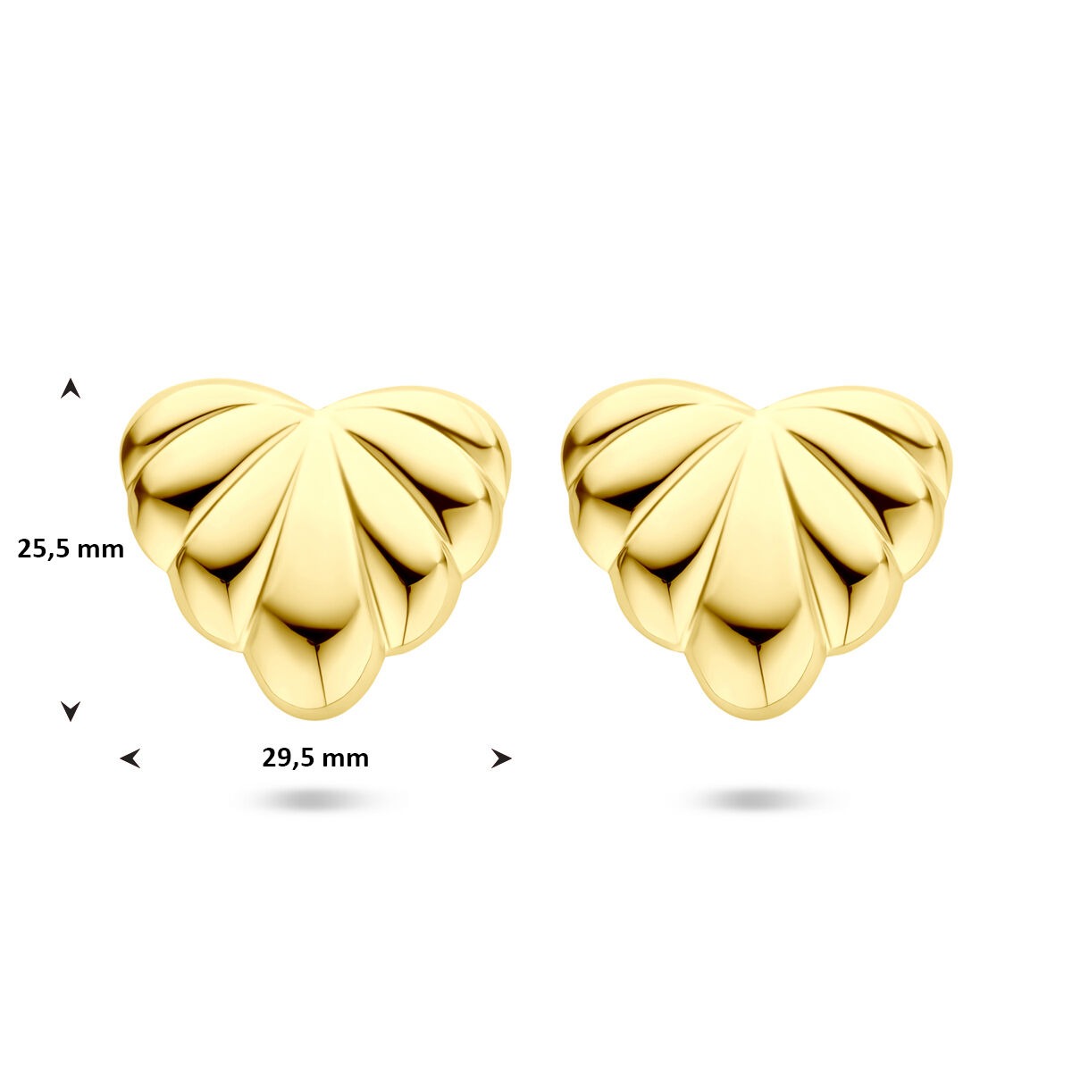 Pendientes de botón chapados en oro 25x29mm – forma de corazón