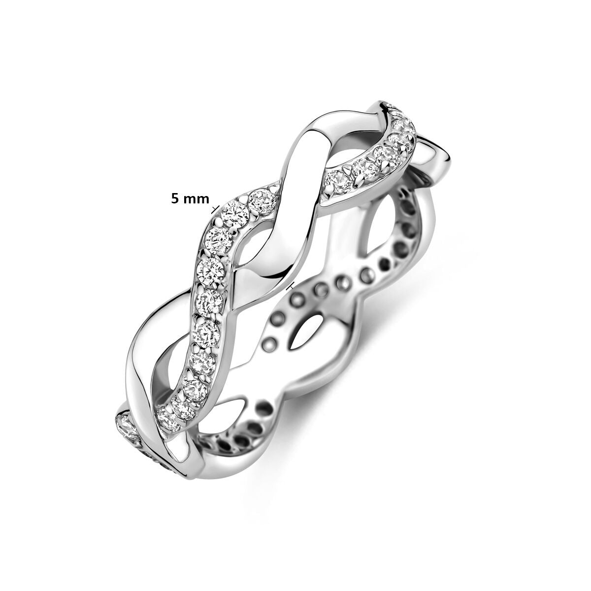 Anillo de plata con circonitas – 5mm de ancho