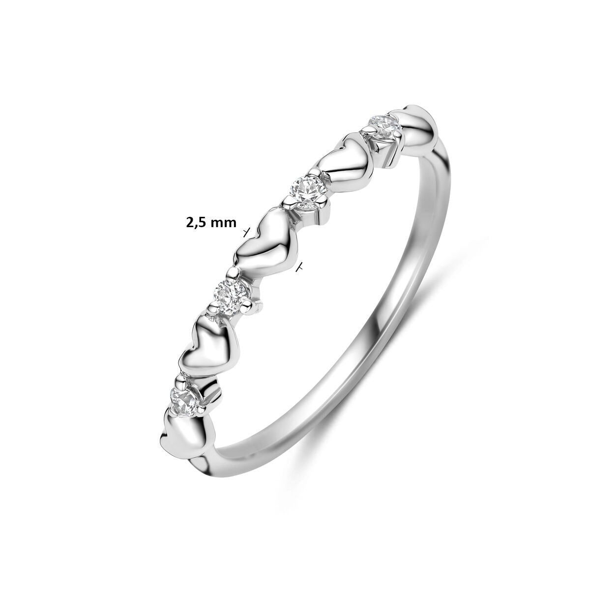 anillo de corazones zirconia plata rodiada