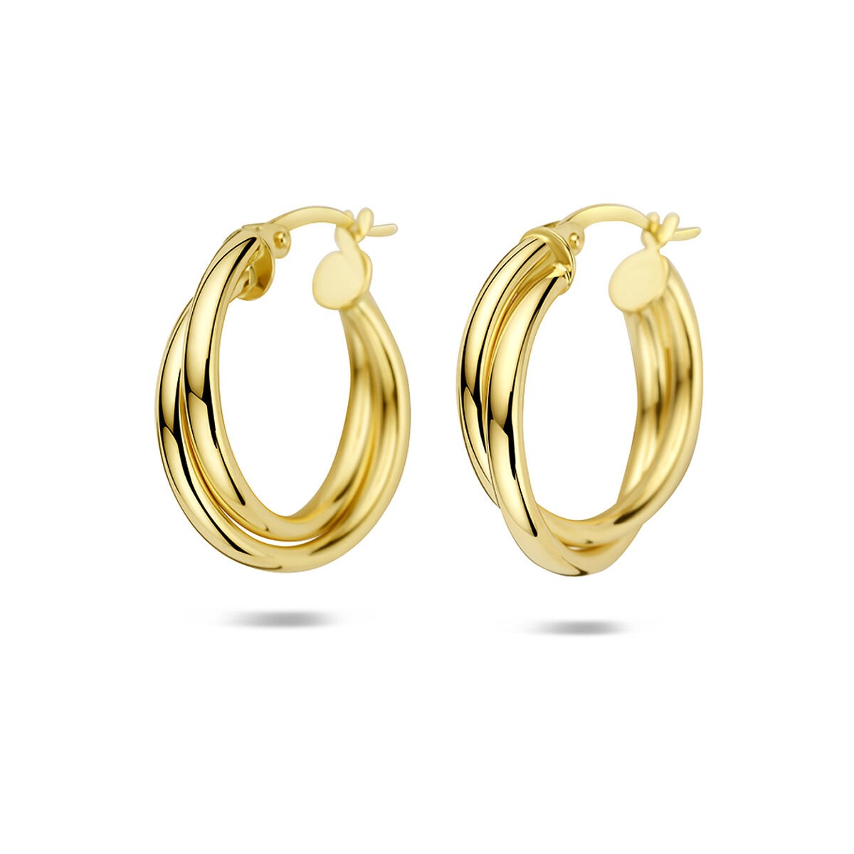 Aros de oro amarillo de 14 quilates con diseño trenzado.