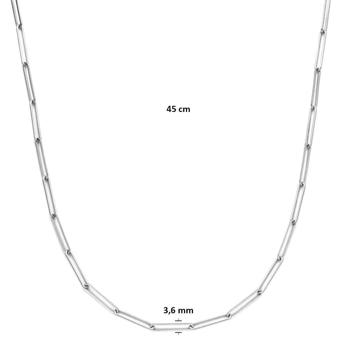 Collar de ancla de plata rodiada 45cm 3,6 mm