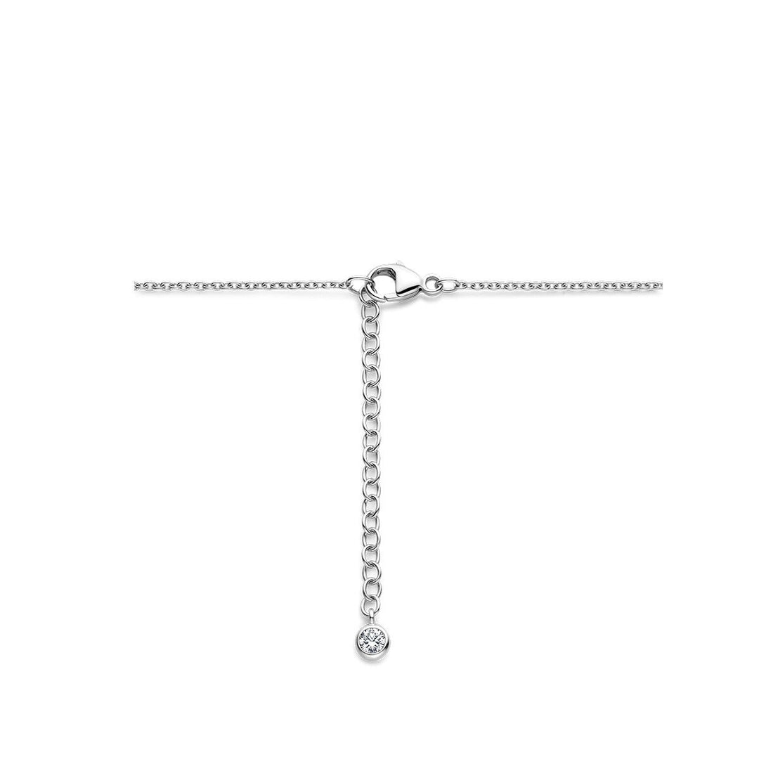 Zilveren kinderketting met klaverhanger – gerhodineerd met roze en wit parelmoer