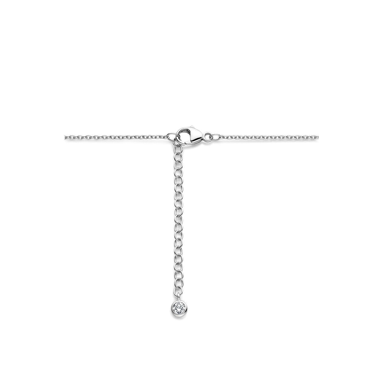Collar infantil de plata con colgante de trébol – rodiado con nácar rosa y blanco