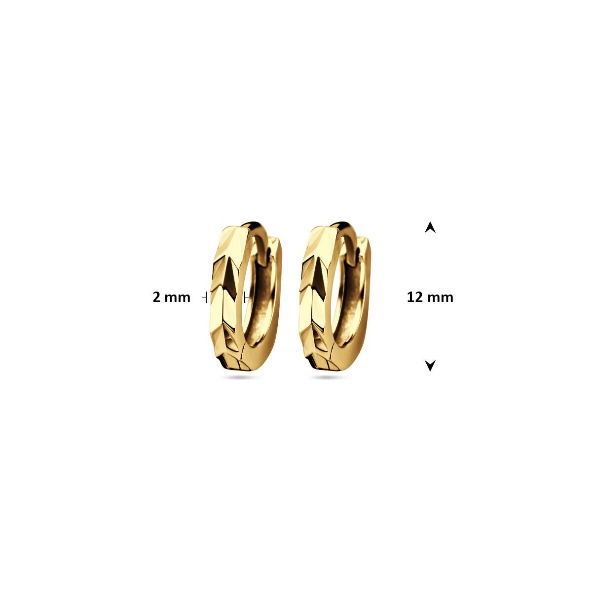 Aros chapados en oro de plata – 12 mm elegancia dorada