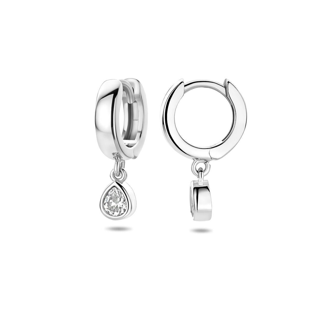 Aros de plata 925 rodiados con circonita en forma de pera